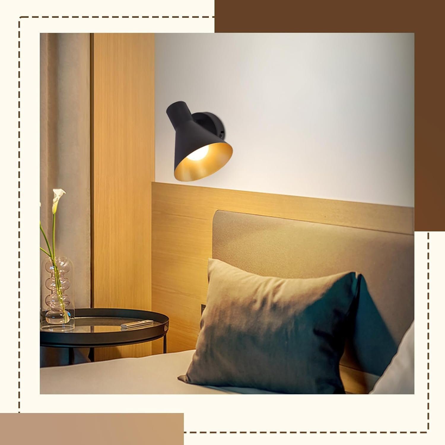 Nettlife Wandstrahler Innen Schwarz Vintage E14 Industrial Retro Deckenspot Metall Flurlampe, Schwenkbar 330°, LED wechselbar, für Schlafzimmer Ankleidezimmer