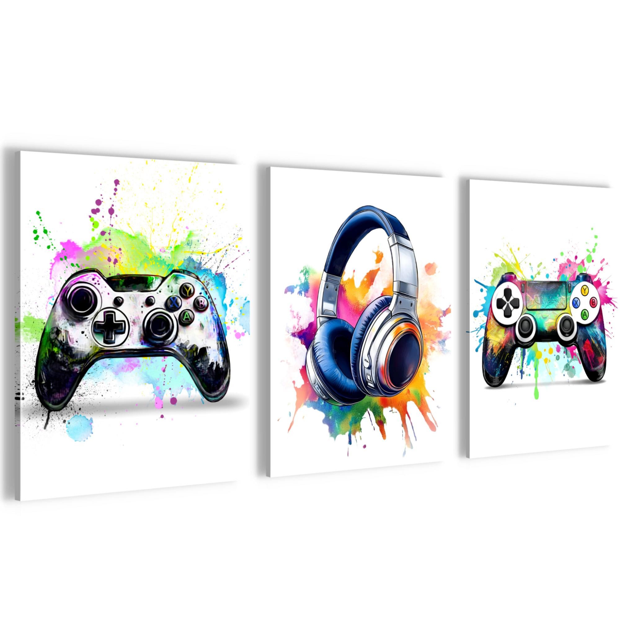 Novart Wandbild Gamer Spielkonsole Jugendzimmer Kinderzimmer Deko, Weiß