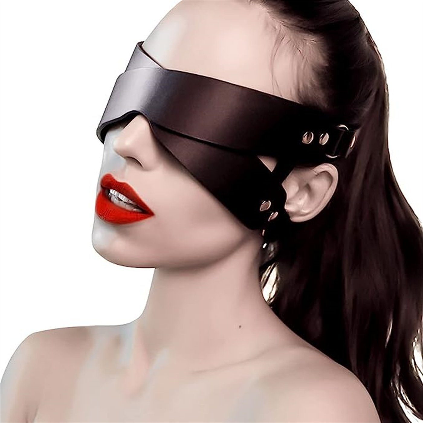 inspink Augenmaske Gekreuzte Augenmaske,Schwarz PU Leder Maske SM Binding