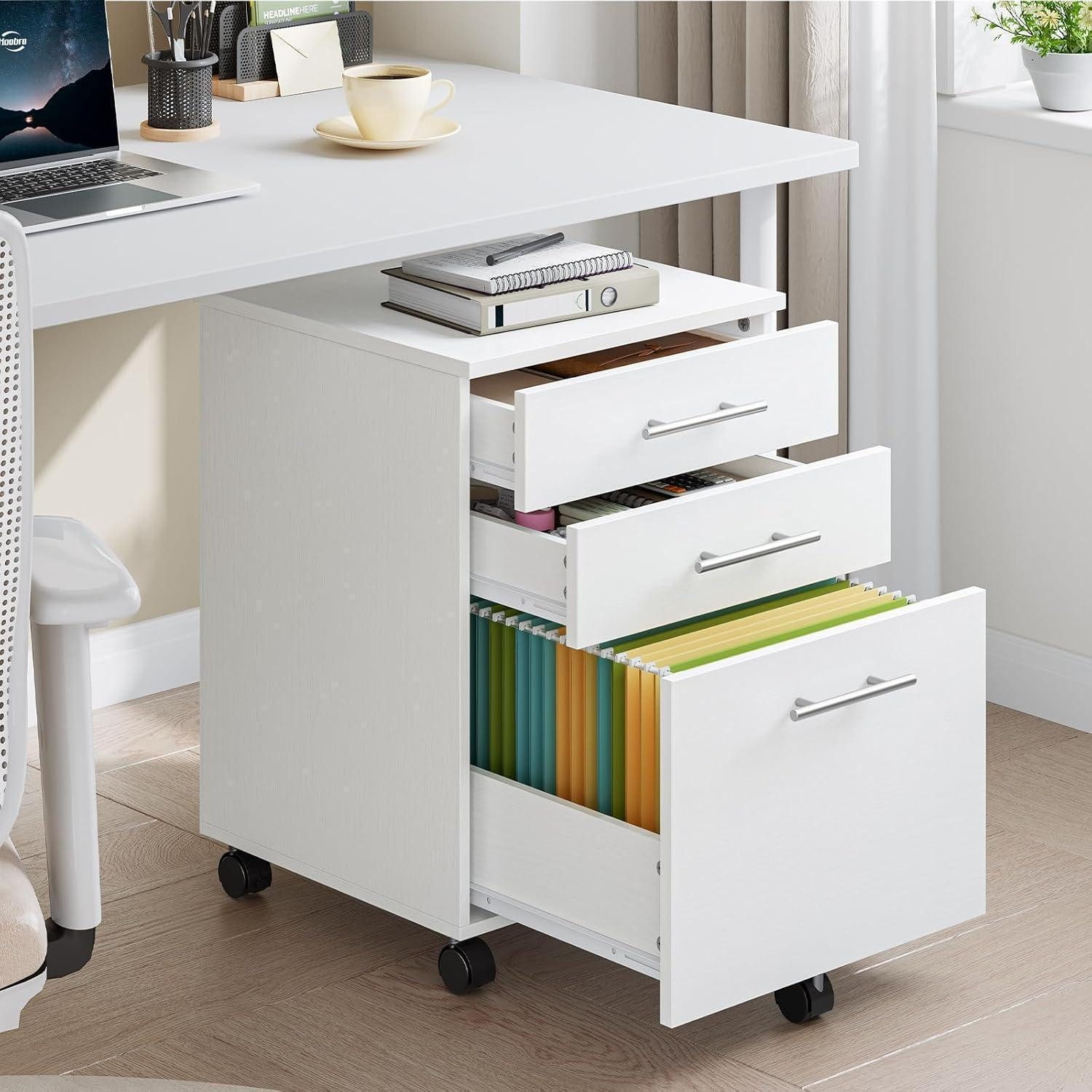 LuxusKollektion Rollcontainer Rollcontainer Aktenschrank 3 Schubladen Aktenfächer Büro Weiß