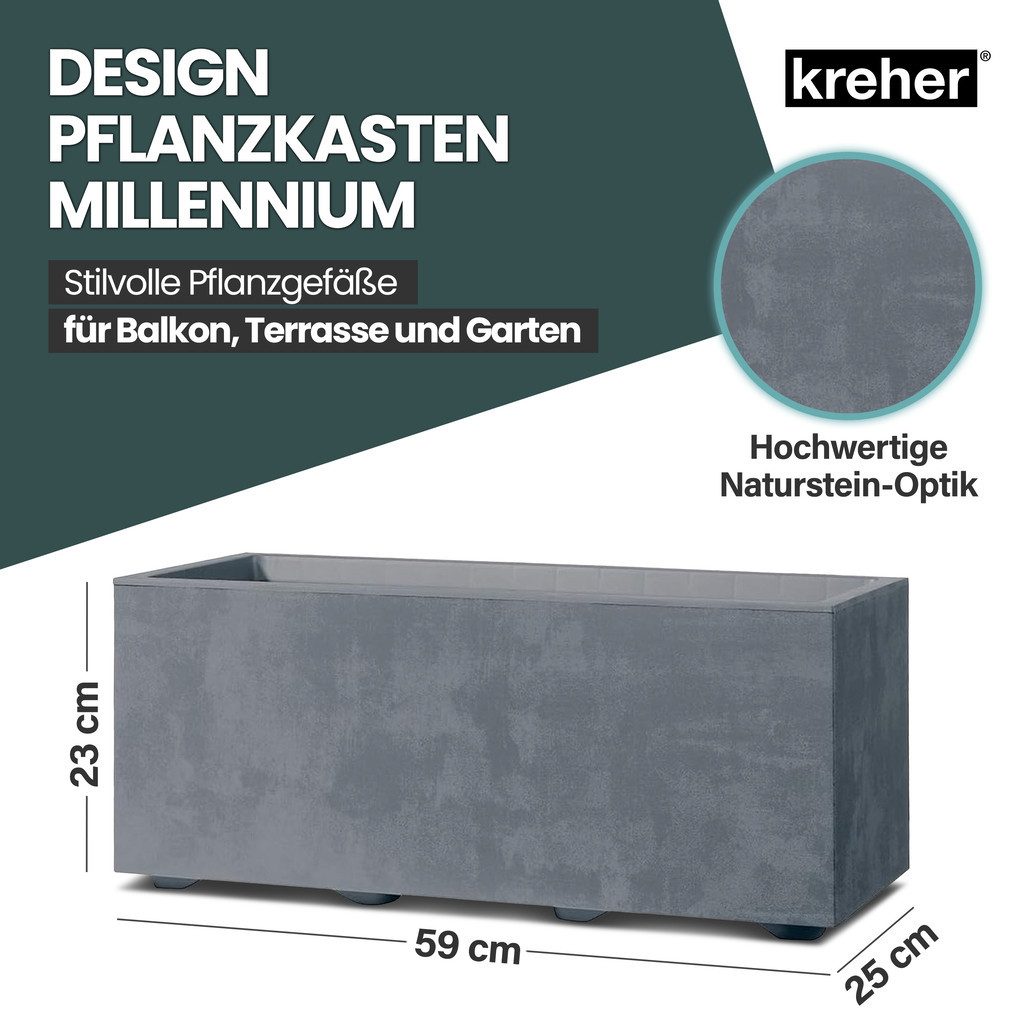 Kreher Blumenkasten Millennium in Naturstein Optik verschiedenen Ausführungen