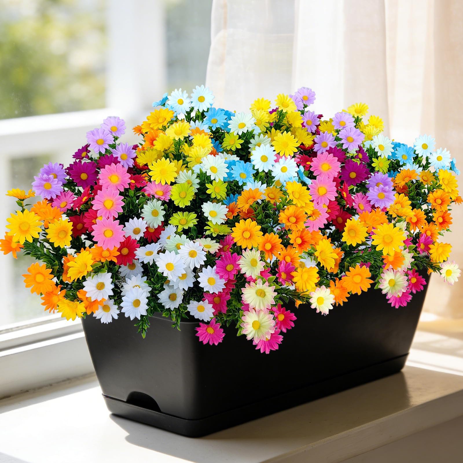 Kunstblume Kunstblumen wie Echt, Künstliche Blumen Balkonpflanzen Outdoor, Agger, Wetterfester Kunstblumenstrauß UV-beständig für Balkon & Deko