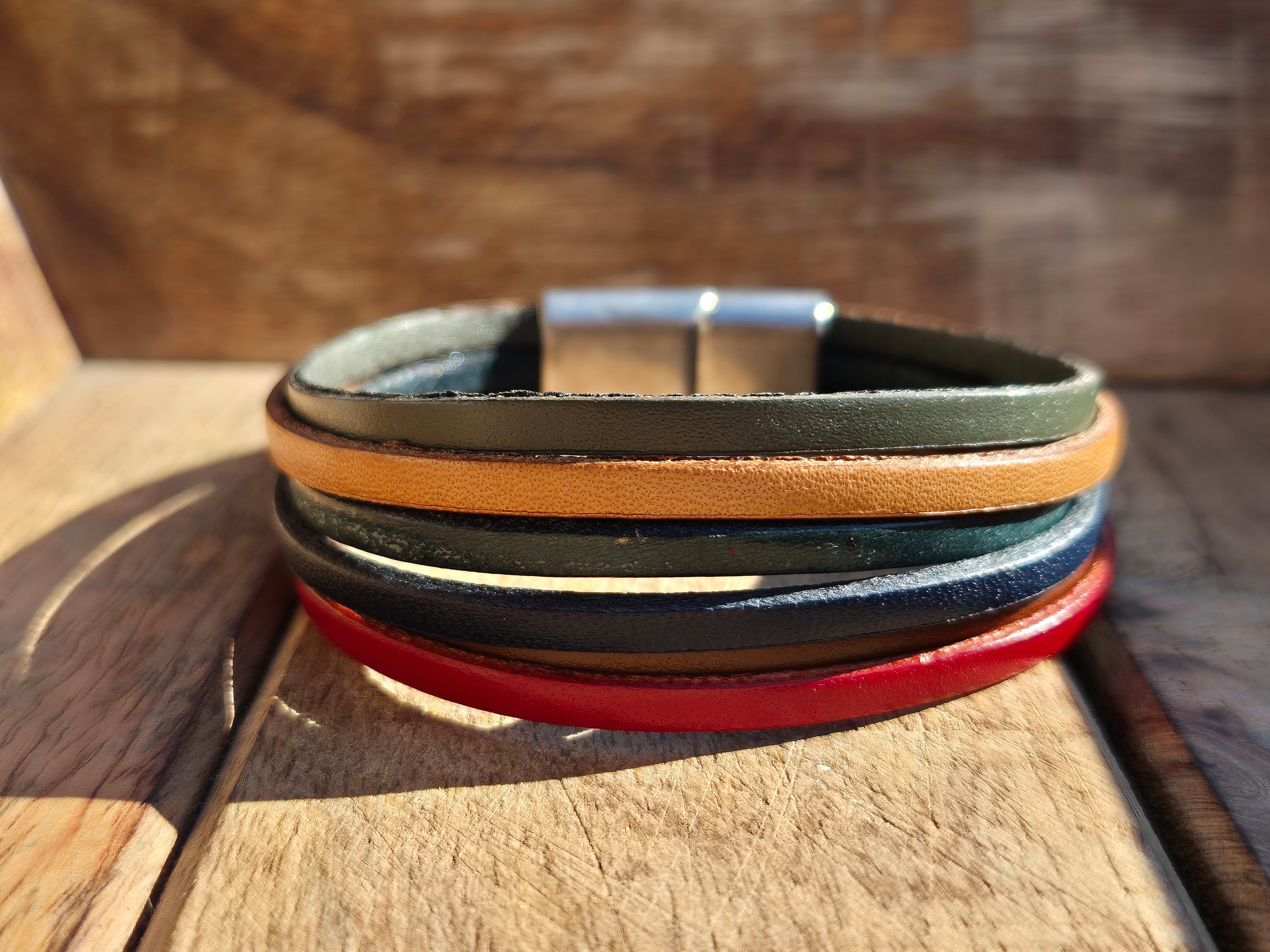NAHLE Lederarmband Leder Armband Bunt (1-tlg., inklusive Schmuckbox), aus Leder, mit Magnetverschluss für ein sicheres verschließen – Bild 2 von 5