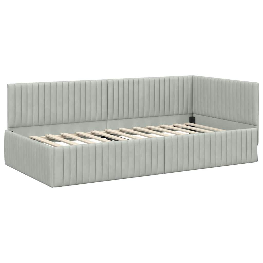 vidaXL Bett Eckbettgestell mit Kopfteil Hellgrau 100 cm x 200 cm Samt (1-tl günstig online kaufen