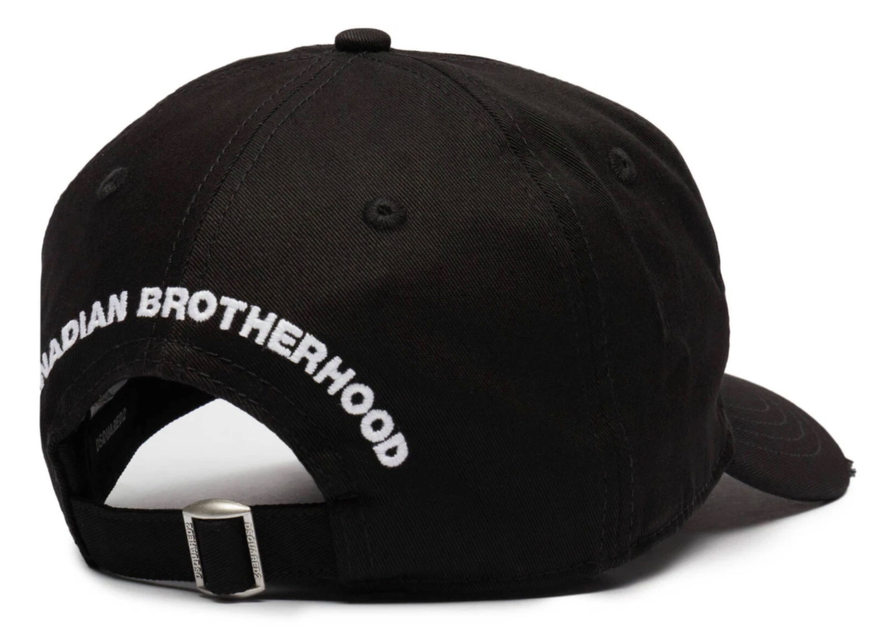 Dsquared2 Baseball Cap Black Leaf Basecap Cap Icon Mütze Basebalkappe Kappe Verstellbarer Riemen mit Metallschnalle