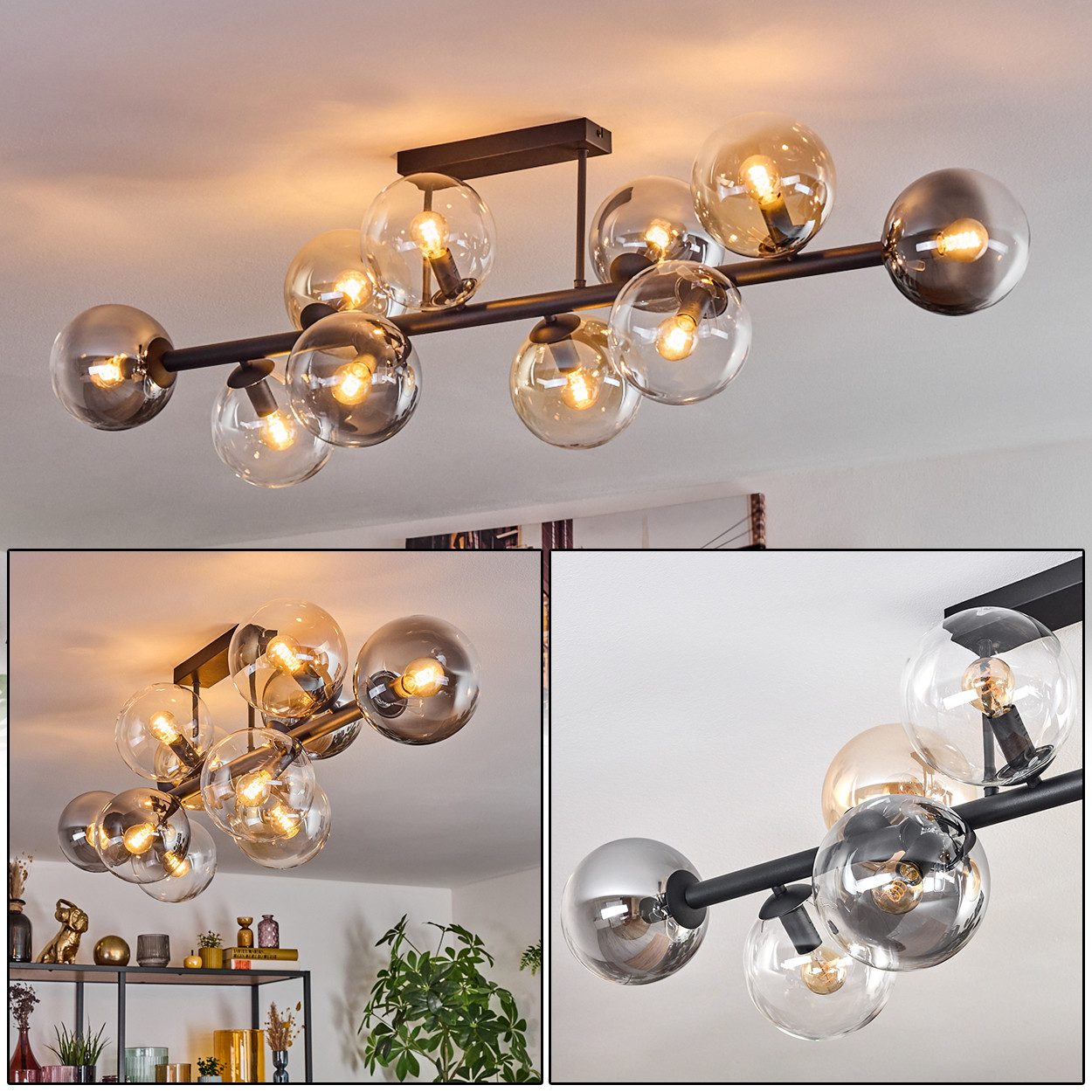 hofstein Deckenleuchte Deckenlampe aus Metall/Glas in günstig online kaufen