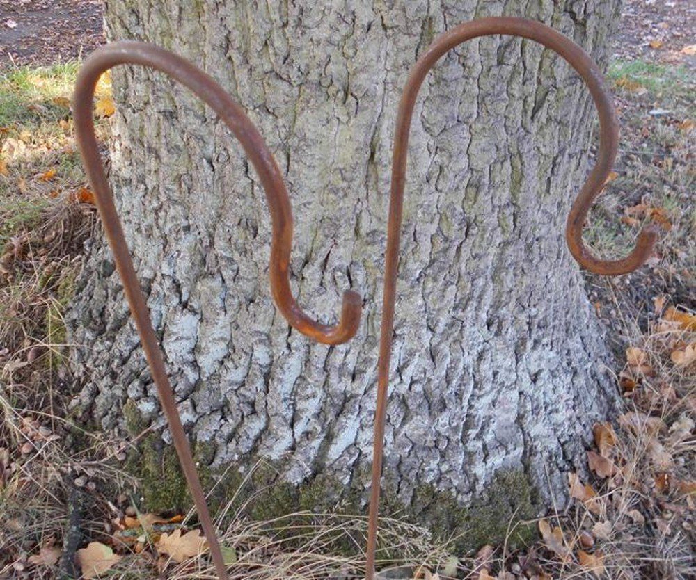 Doppelspieß 2er-Set Deko-Impression m. Laternenhaken (2-St) 90 Gartenstab Rost Gartenstecker u. Haken Eisen