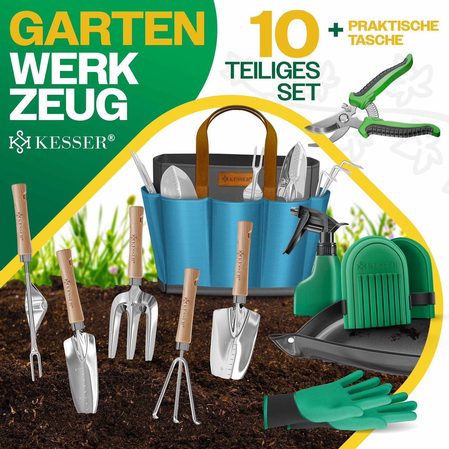 KESSER Gartenpflege-Set Gartenwerkzeug Set 10-teilig Gartengeräte mit ergon günstig online kaufen