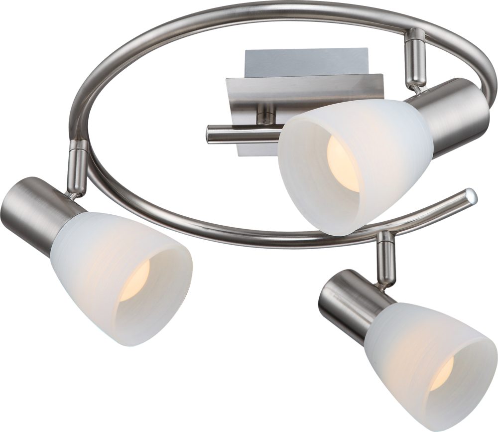 etc-shop LED Deckenleuchte, Leuchtmittel inklusive, Warmweiß, Hochwertige LED Strahler nickel matt Glas gestreift 4W