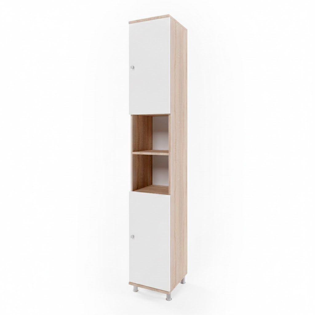 Vicco Hochschrank Fynn, Weiß/Sonoma, 30 x 190 cm
