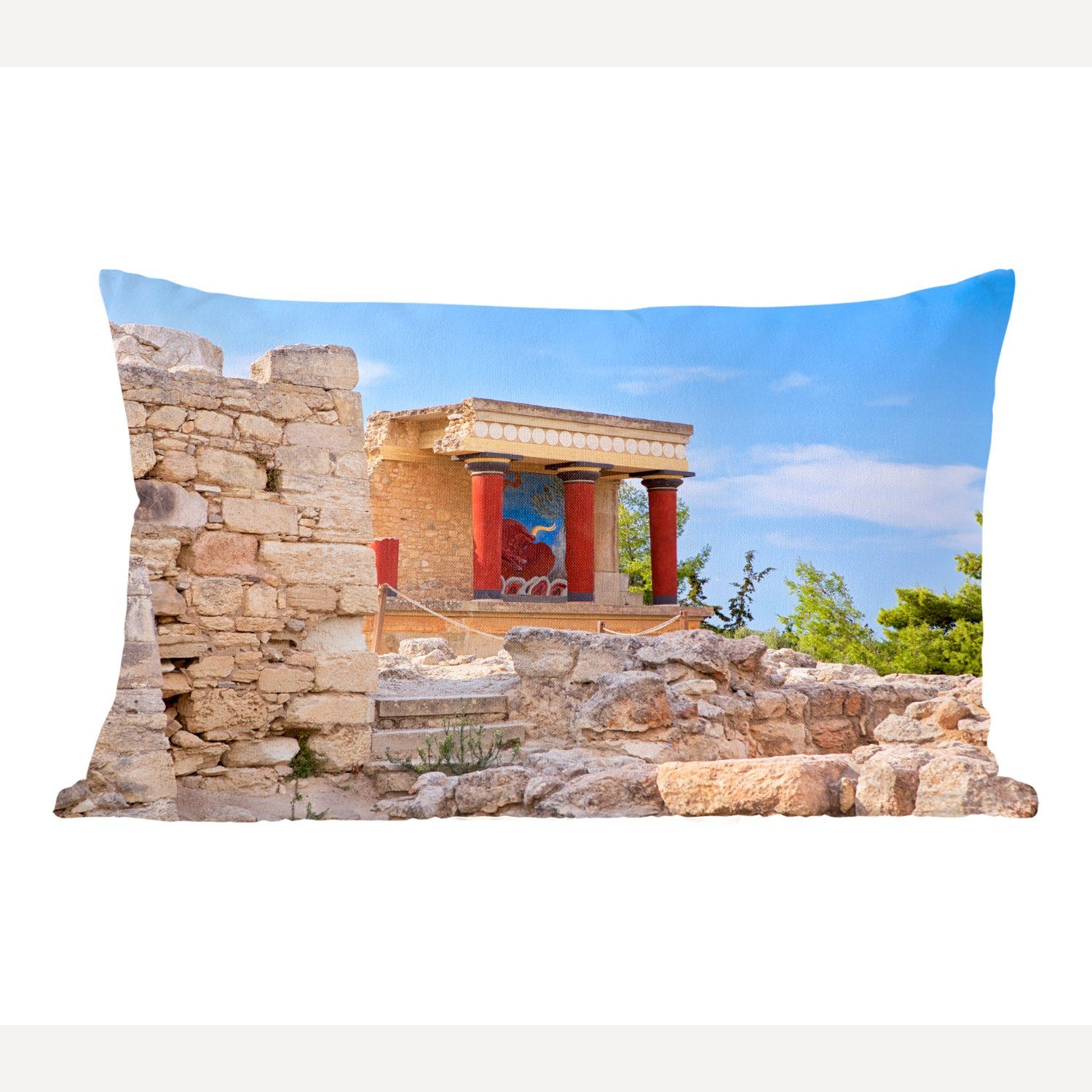 MuchoWow Dekokissen Knossos - Kreta - Griechenland, Wohzimmer Dekoration, Zierkissen, Dekokissen mit Füllung, Schlafzimmer