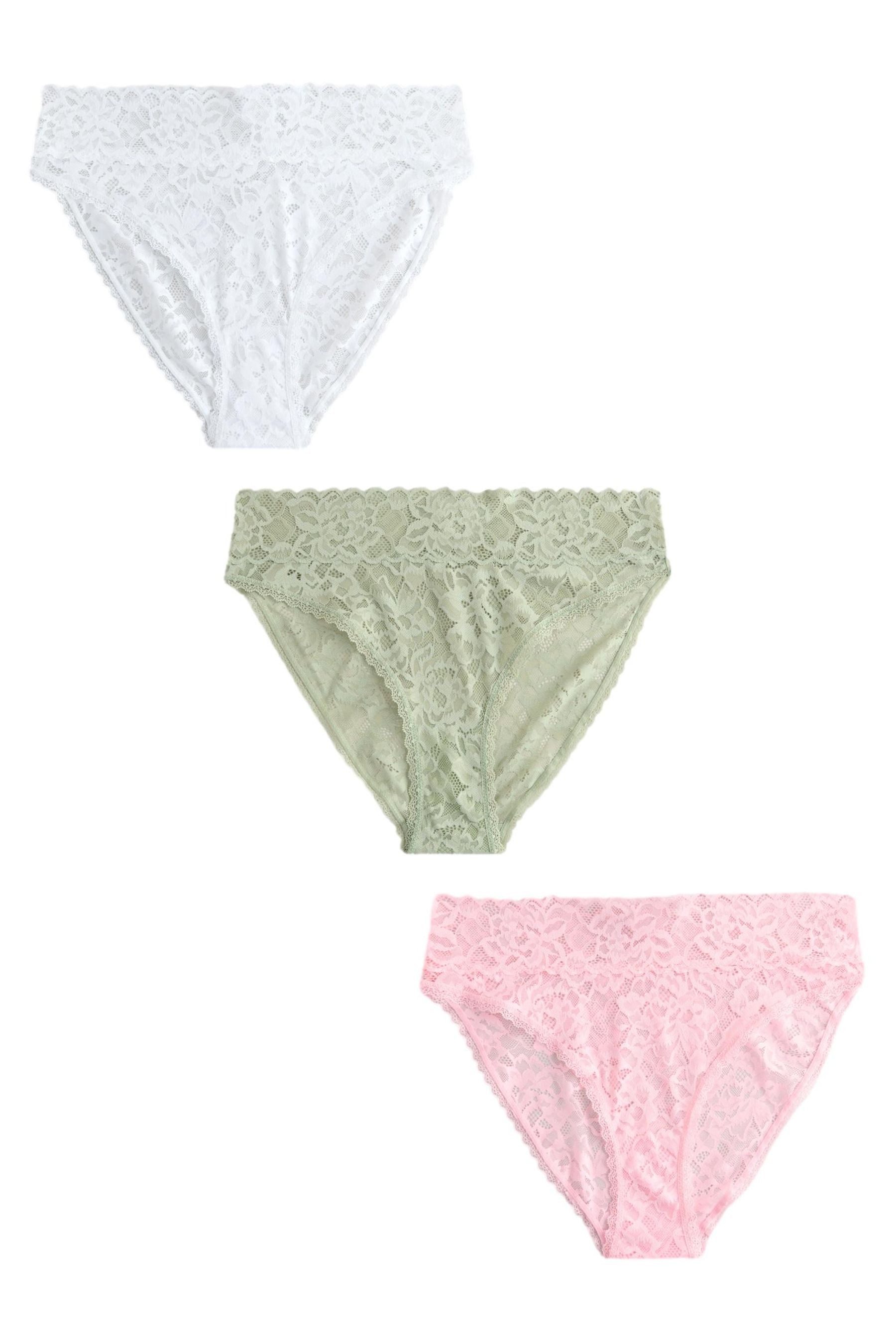 Slip Spitzenslips im 3er-Pack, hoher Beinschnitt