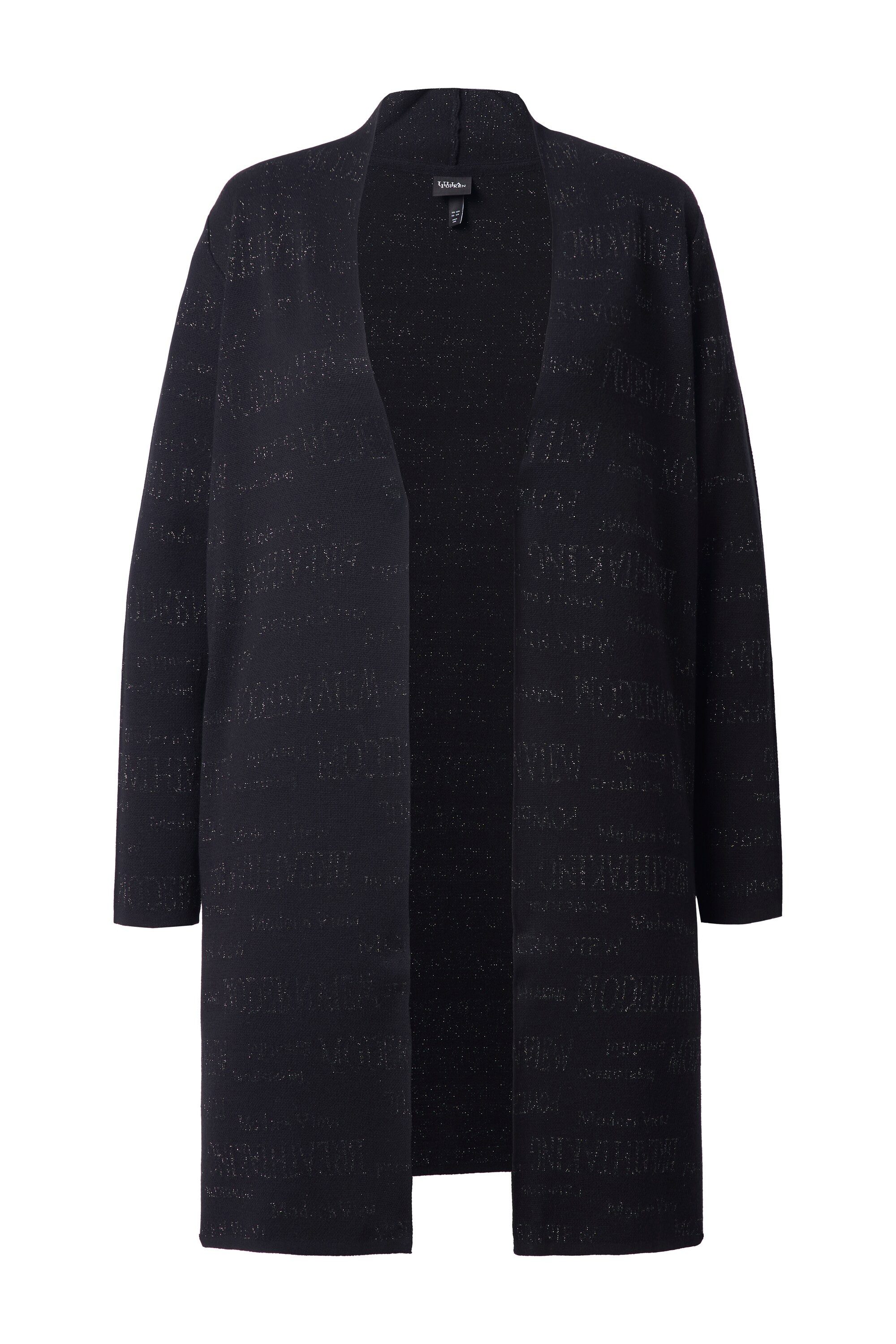 Strickjacke Strickjacke Glitzer-Schrift Stehkragen Langarm