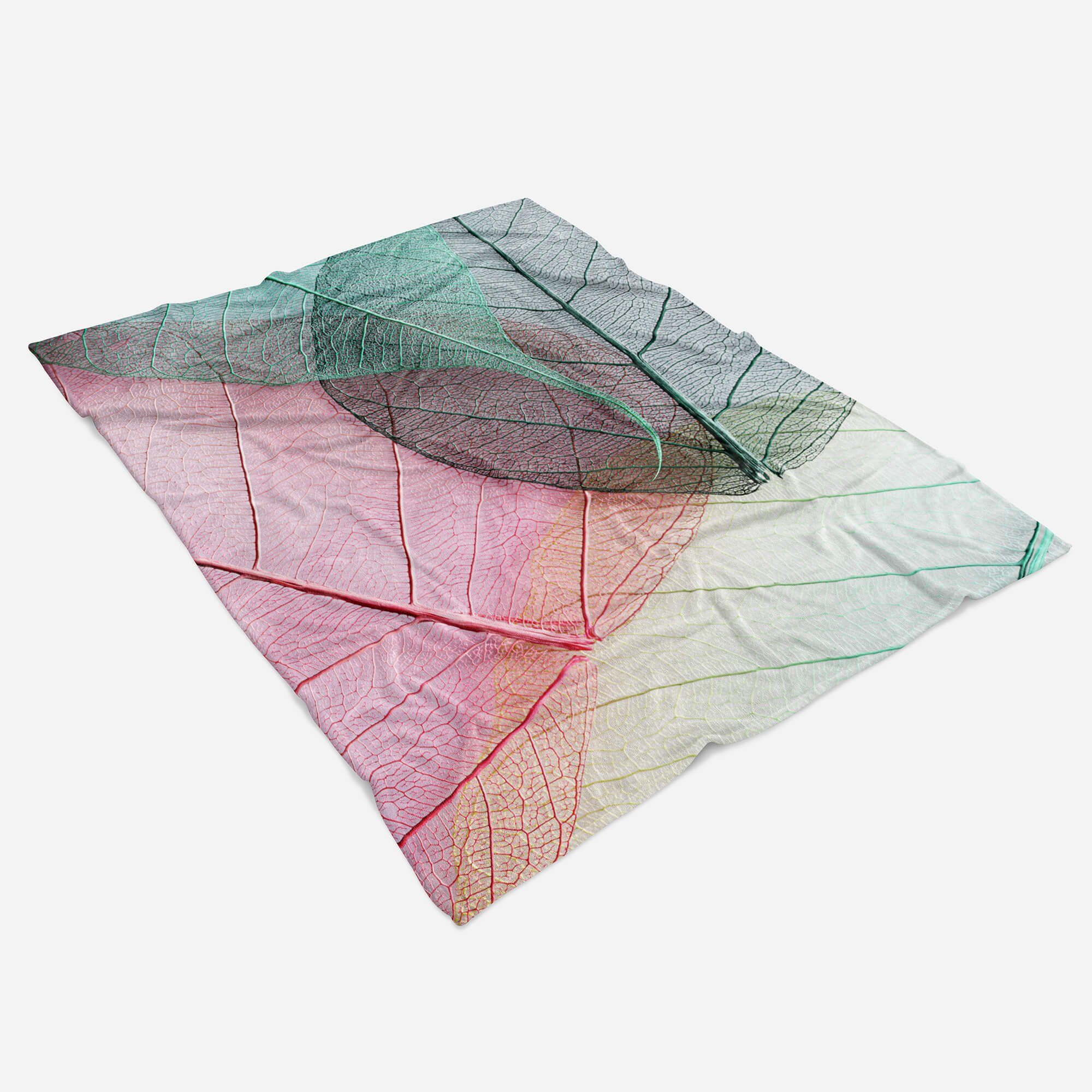 Kuscheldecke Fotokunst Art Baumwolle-Polyester-Mix Handtuch Sinus Saunatuch Handtücher Handtuch (1-St), Blätter, Strandhandtuch mit Fotomotiv