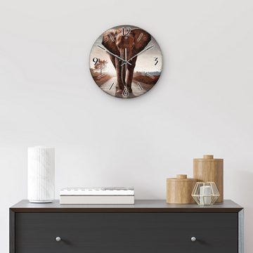 Kreative Feder Wanduhr Wanduhr „Elefant“ aus Stein (Keramik) in Schiefer-Optik (ohne Ticken; Funk- oder Quarzuhrwerk; ⌀ 30cm; außergewöhnlich)