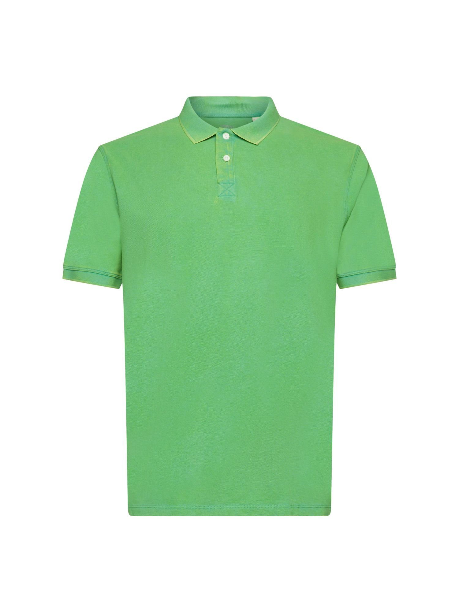 Poloshirt Poloshirt Stone-Washed-Baumwollpikee Esprit aus GREEN