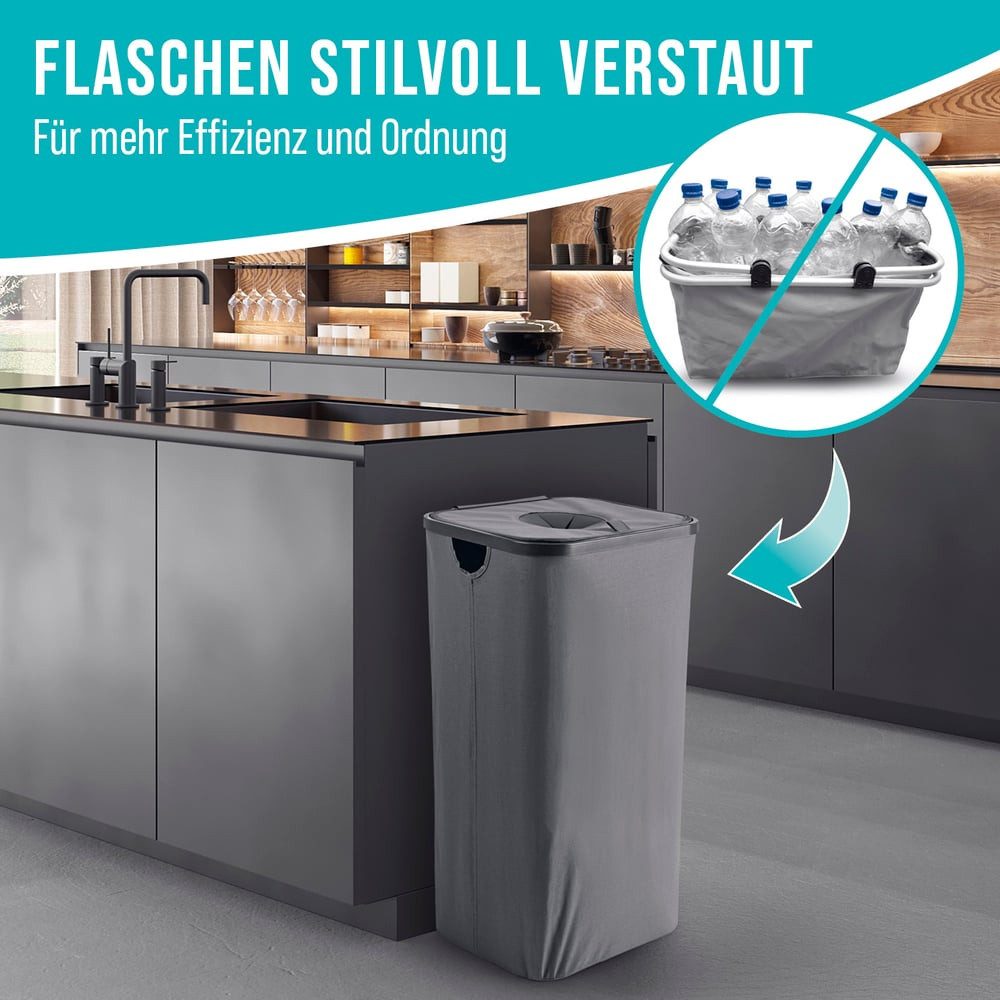 EASYmaxx Flaschenkorb Pfandflaschen-Sammelbehälter 100l anthrazit, inkl. günstig online kaufen