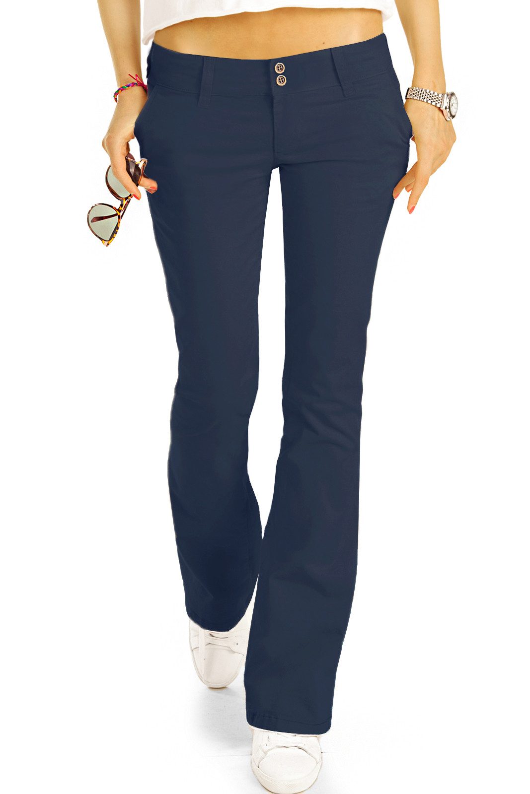 be styled Stoffhose Hüfthosen Damen Bootcut Chinohosen aus Baumwolle - B-7