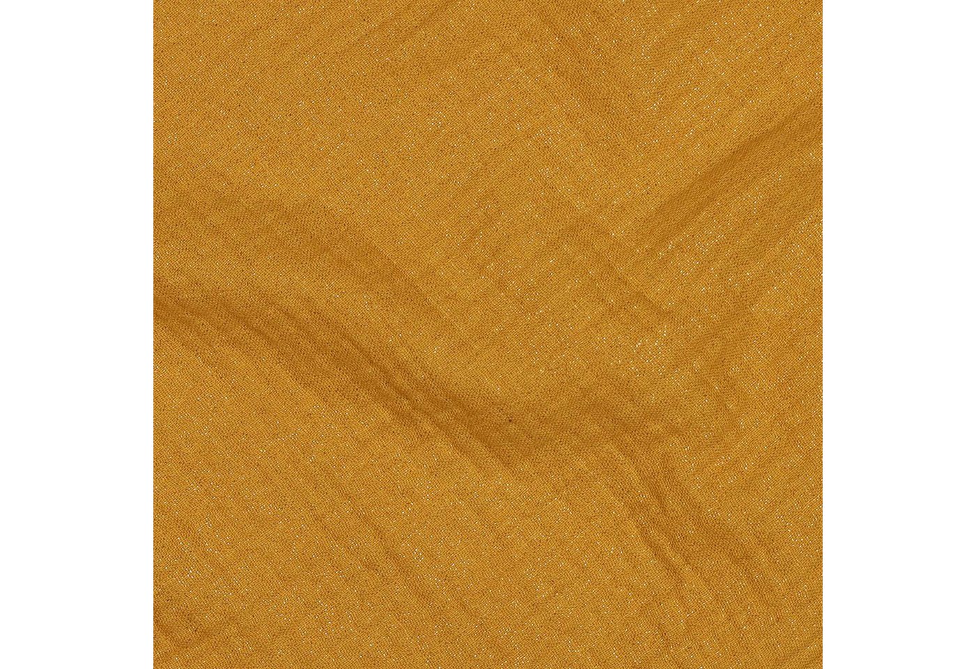 Thumbnail - maDDma Stoff Musselin Stoff mit Glitzer 50x136cm uni Meterware Mulltuch Baumwolle, 011 - senfgelb