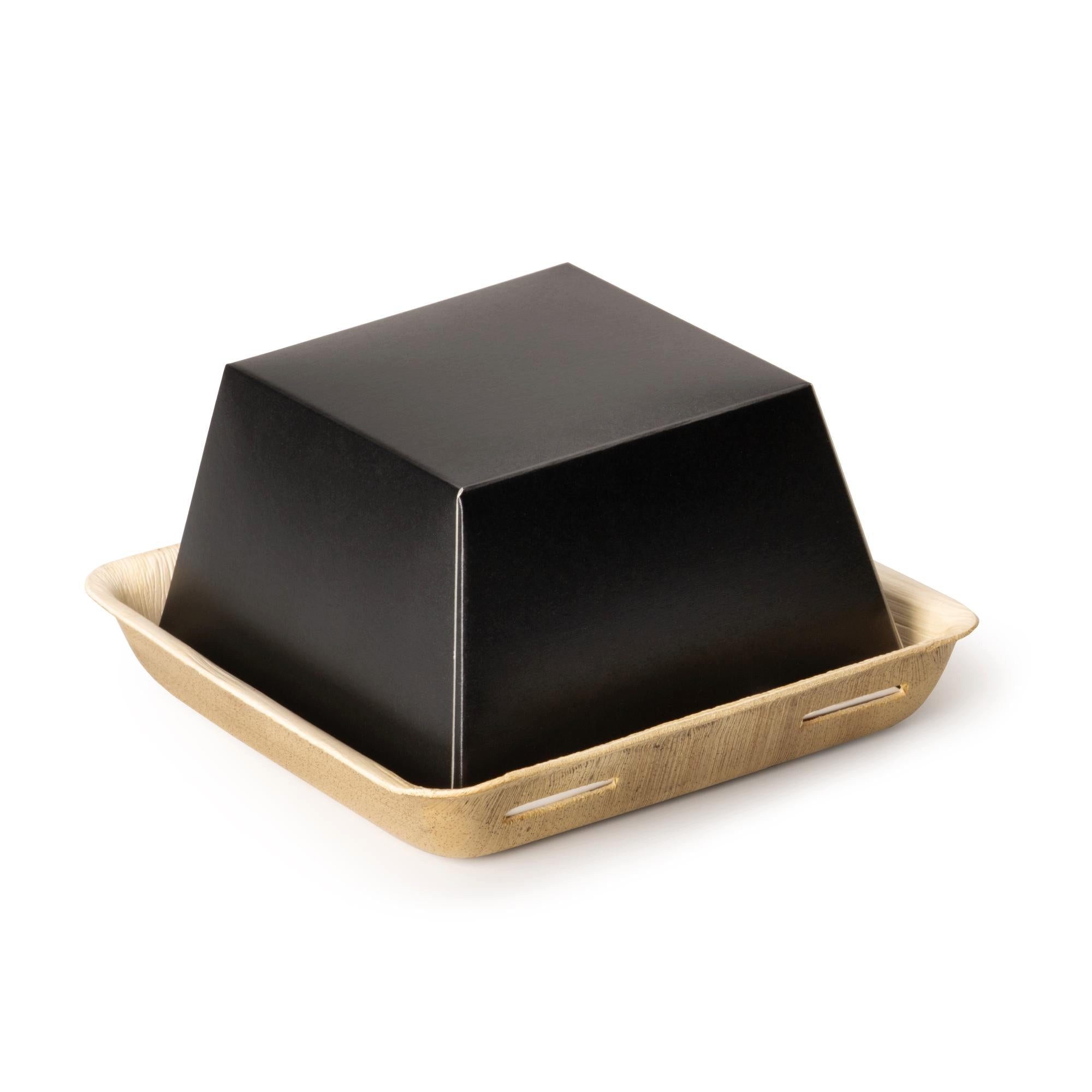 wisefood Einweggeschirr-Set Bio Burger Take-Away Box, Palmblatt mit (25-tlg), Palmblatt & Papier