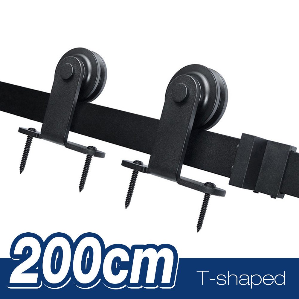 JEOBEST Schiebetür 200cm Schiebetürsystem, T-Form, 1-St, Schiebetürbeschlag Set Laufschienen