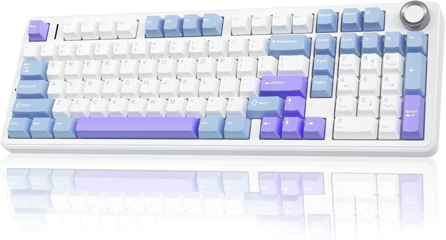nsihing AULA F99 Pro Mechanische Gaming Tastatur, RGB, Hot Swap, Bluetooth Gaming-Tastatur (Hot-Swap, Multifunktions-Drehknopf, RGB-Beleuchtung, Makrofunktion)