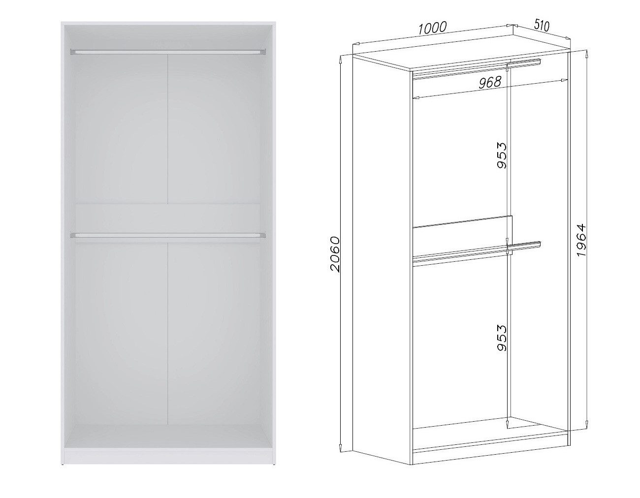 Marmex Möbel Schrank-Set TRES SET B/B offener Garderobenschrank begehbarer Kleiderschrank, (5-St), viel Stauraum, Ankleidezimmer, Schubladen – Bild 3 von 5