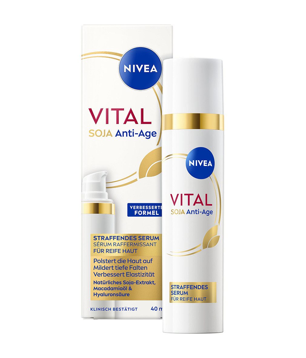 Nivea Gesichtsserum VITAL Soja Anti-Age Straffendes Serum 40ml, 1-tlg.