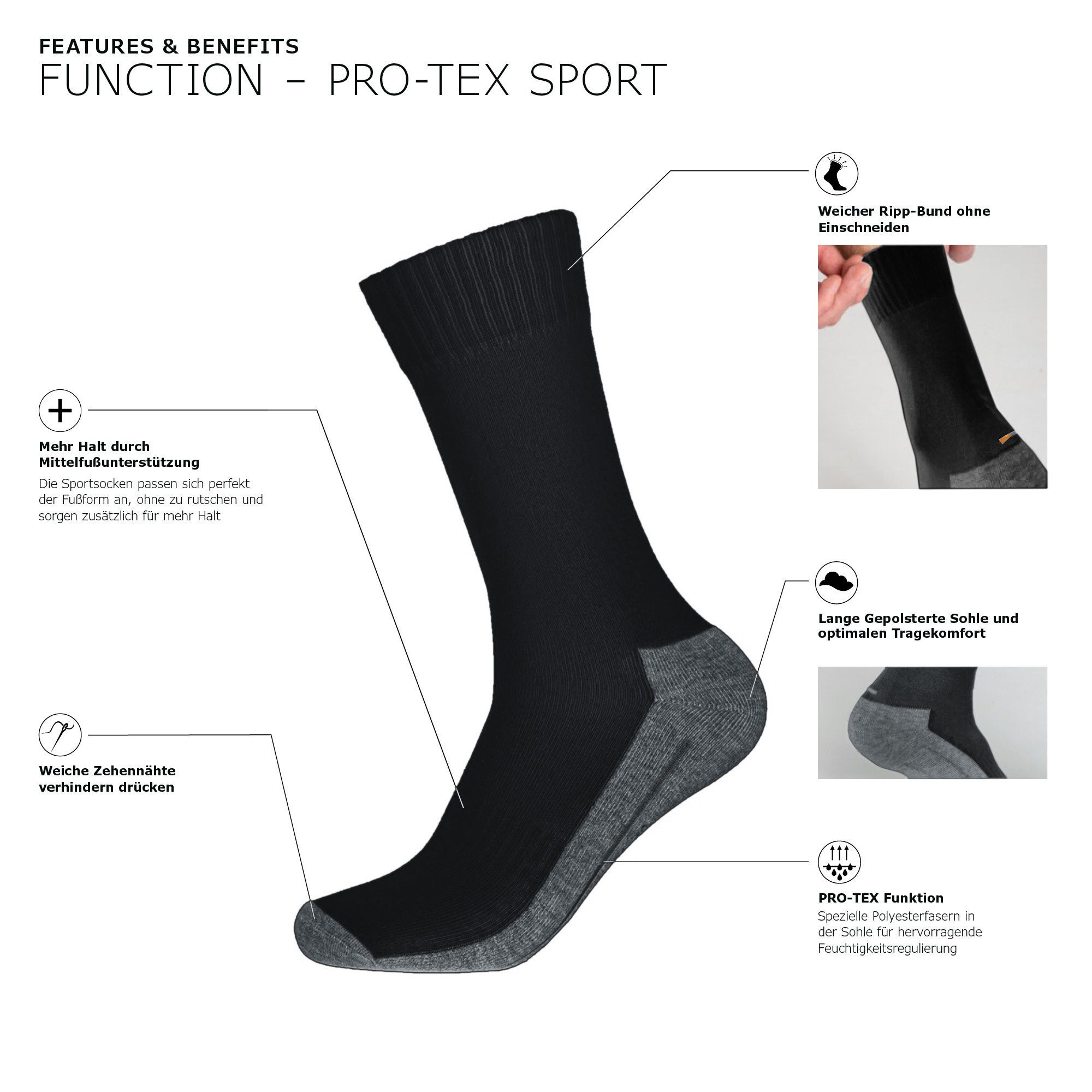 Camano Socken Unisex-Sportsocken 2 Paar Uni günstig online kaufen