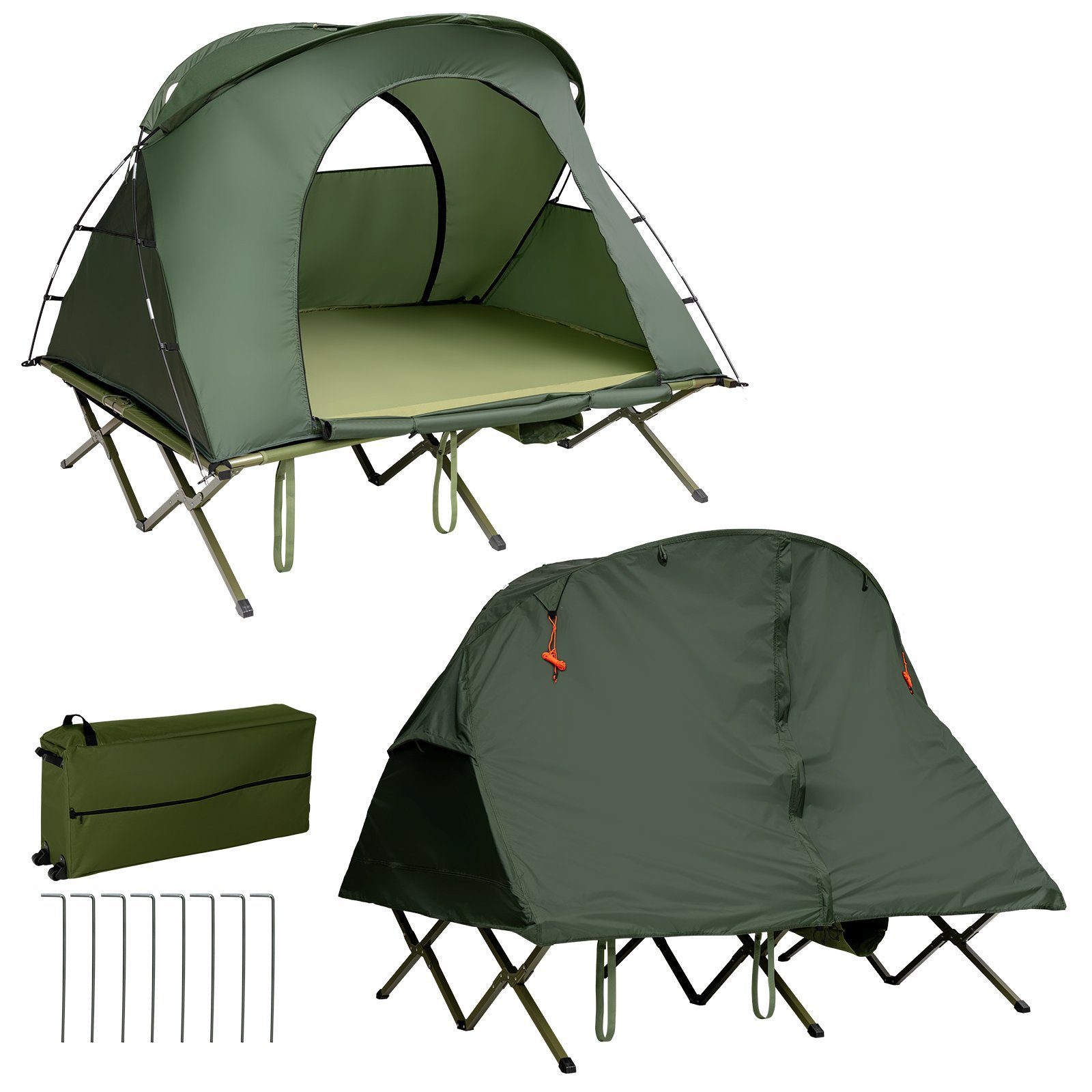 Campingzelt, grün COSTWAY Kuppelzelt mit Personen: Tasche 2,
