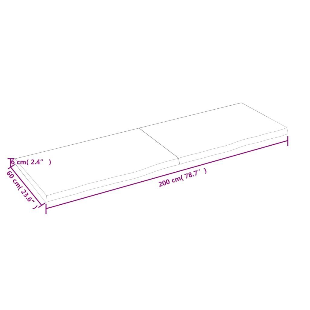 furnicato Wandregal Dunkelgrau 200x60x(2-6) cm Behandelt Eiche Massivholz