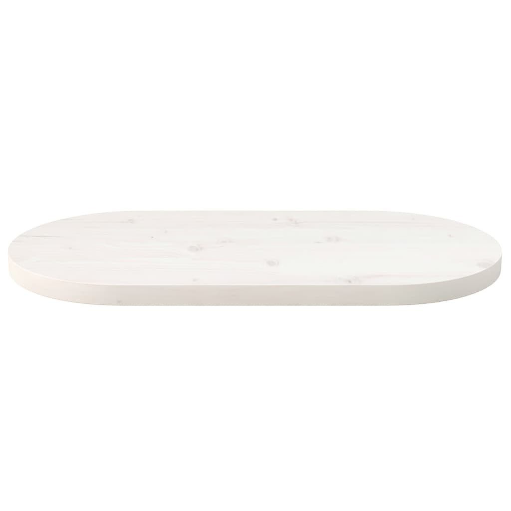 vidaXL Tischplatte Tischplatte Weiß 60x30x2,5 cm Massivholz Kiefer Oval (1 St)