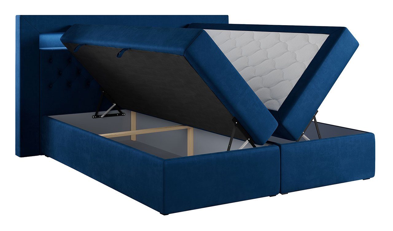 Doppelbett Boxspringbett Multipocket-Matratze MÖBEL mit Gold Bettkasten, 6, Topper und mit MKS
