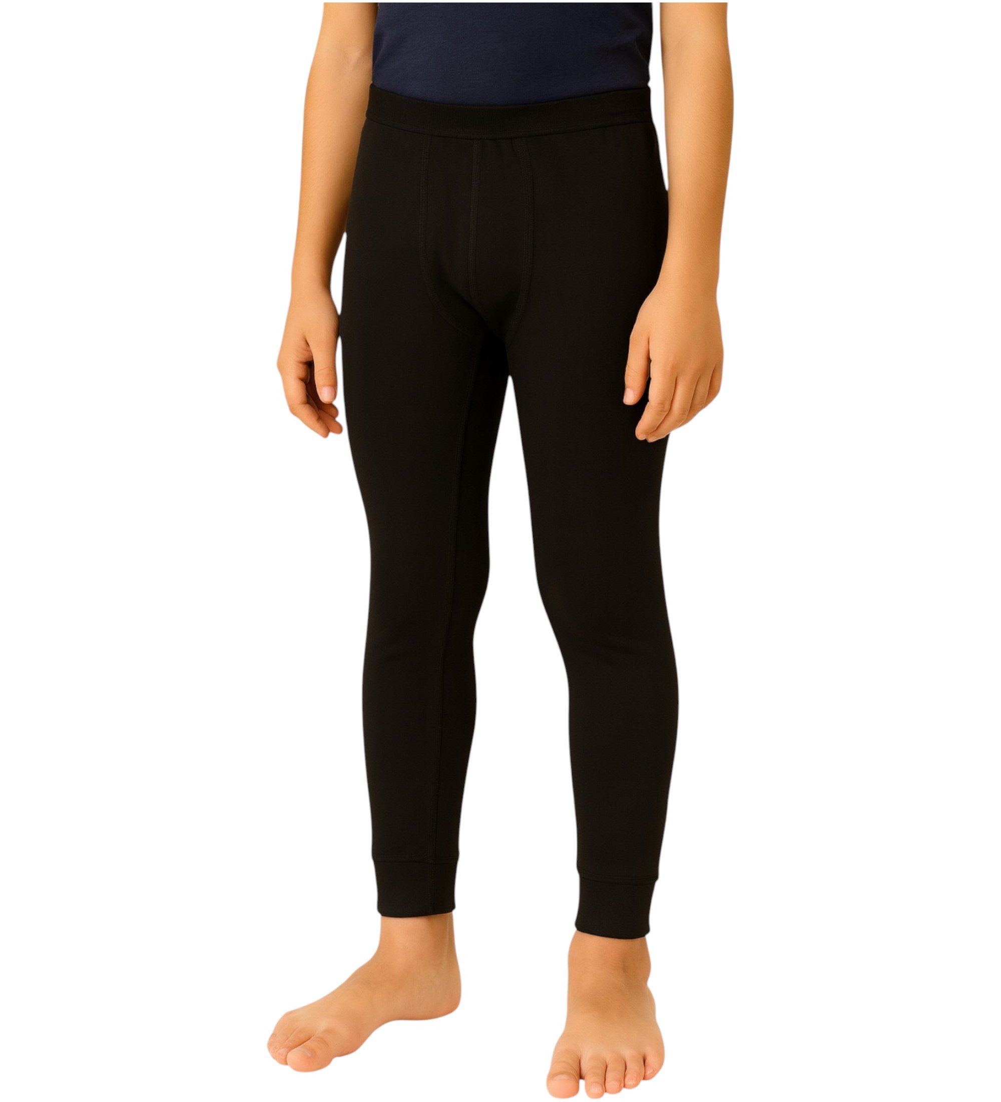 fashionshowcase Thermoleggings Kinder 2er Pack Unisex - lange Winter Unterhose gefüttert weich warm (2er-Pack) Wärmendes Fleece-Innenfutter, atmungsaktiv, hautf – Bild 2 von 5
