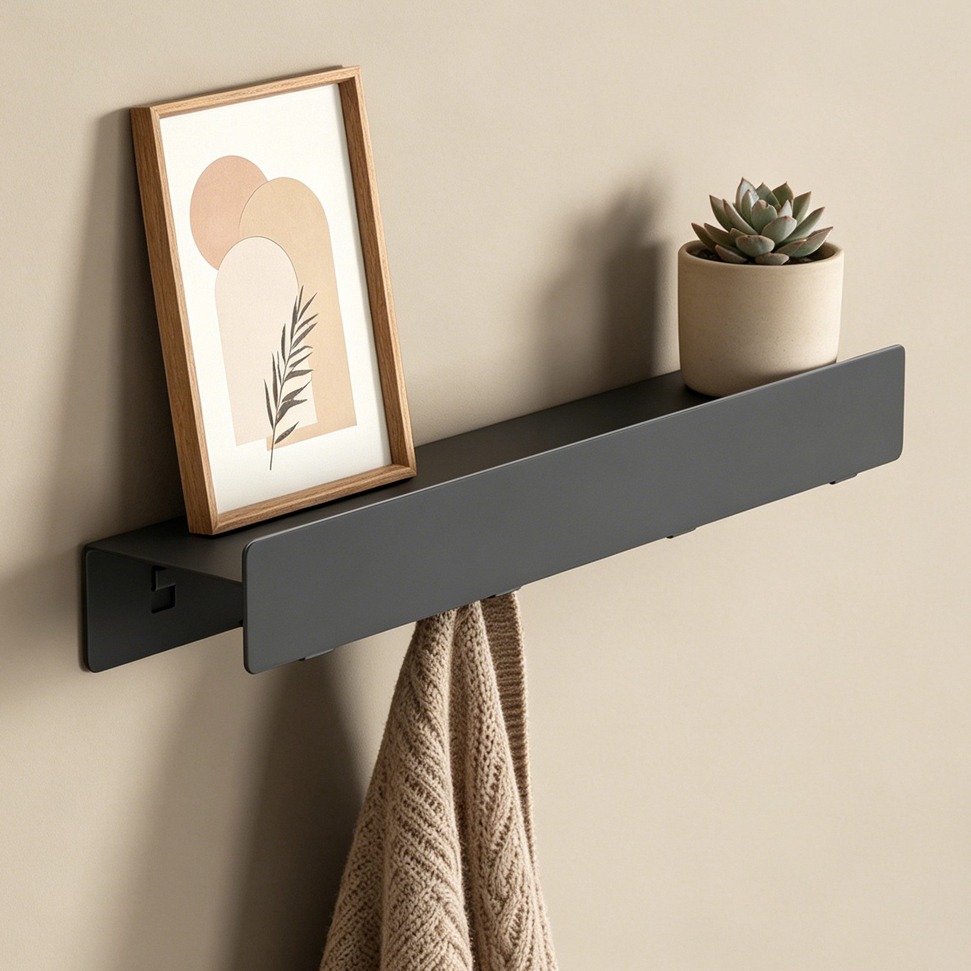 doporro Garderobenleiste Wandgarderobe Garderobenhaken 4/6/8 Haken mit Ablage aus Metall Stalo (4 St), Pulverbeschichtet mit Carbonstahl, 4/6/8 Haken Möglichkeiten
