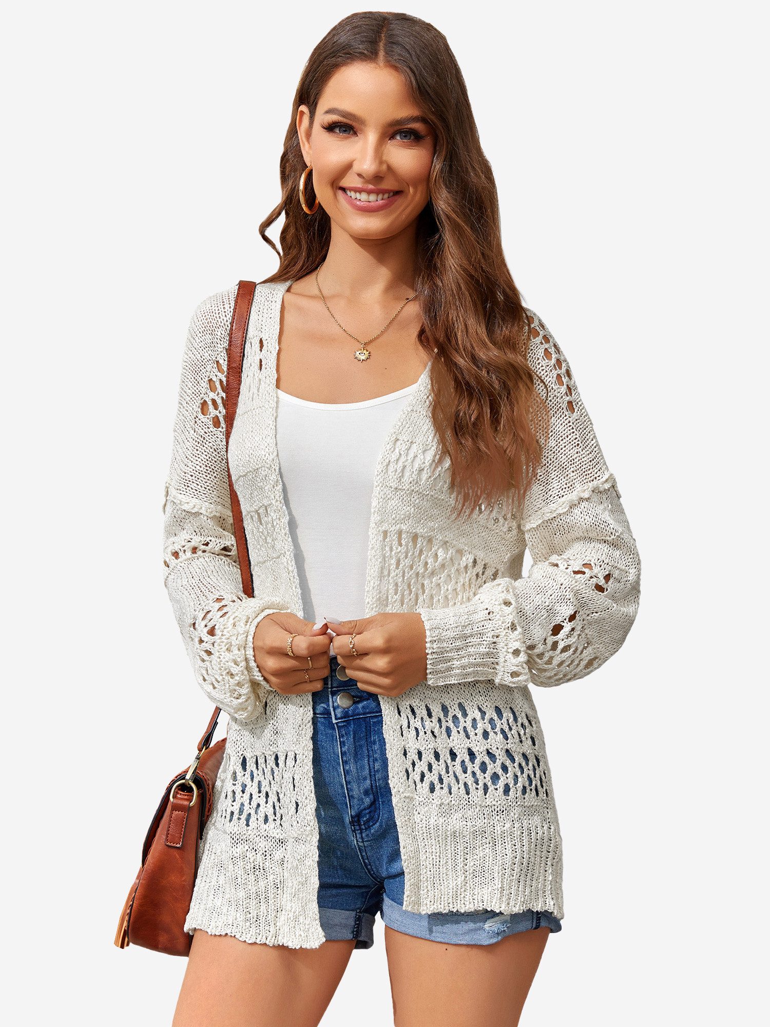 Imily Bela Longstrickjacke Damen Boho Oberbekleidung (Packung, 1-tlg., 1per-Pack) Häkeln – Bild 4 von 5