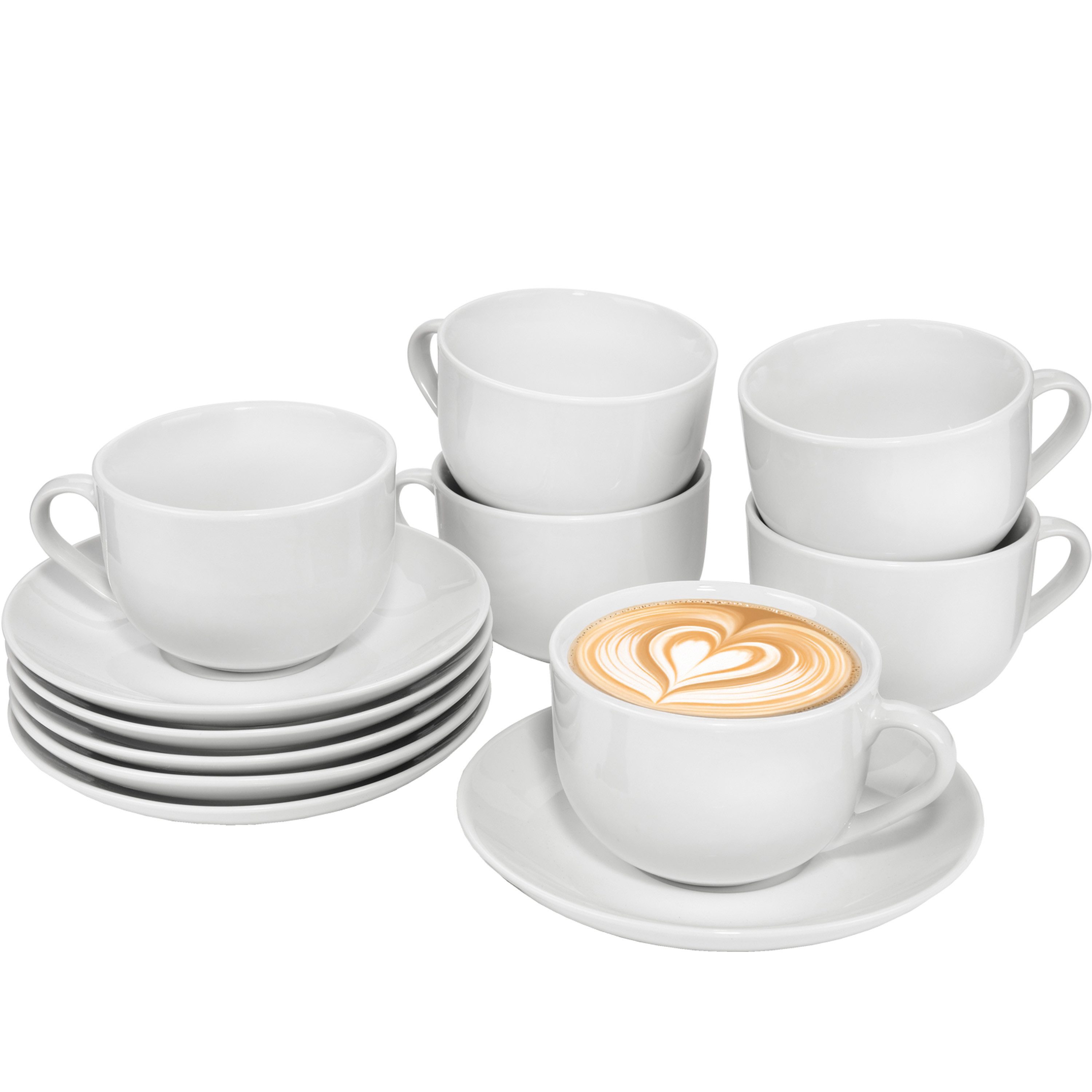 SÄNGER Кофейный сервиз New Port Kaffeetassen Set, Weiß (12-tlg), 6 Personen, Porzellan, 250 ml, Premium Collection