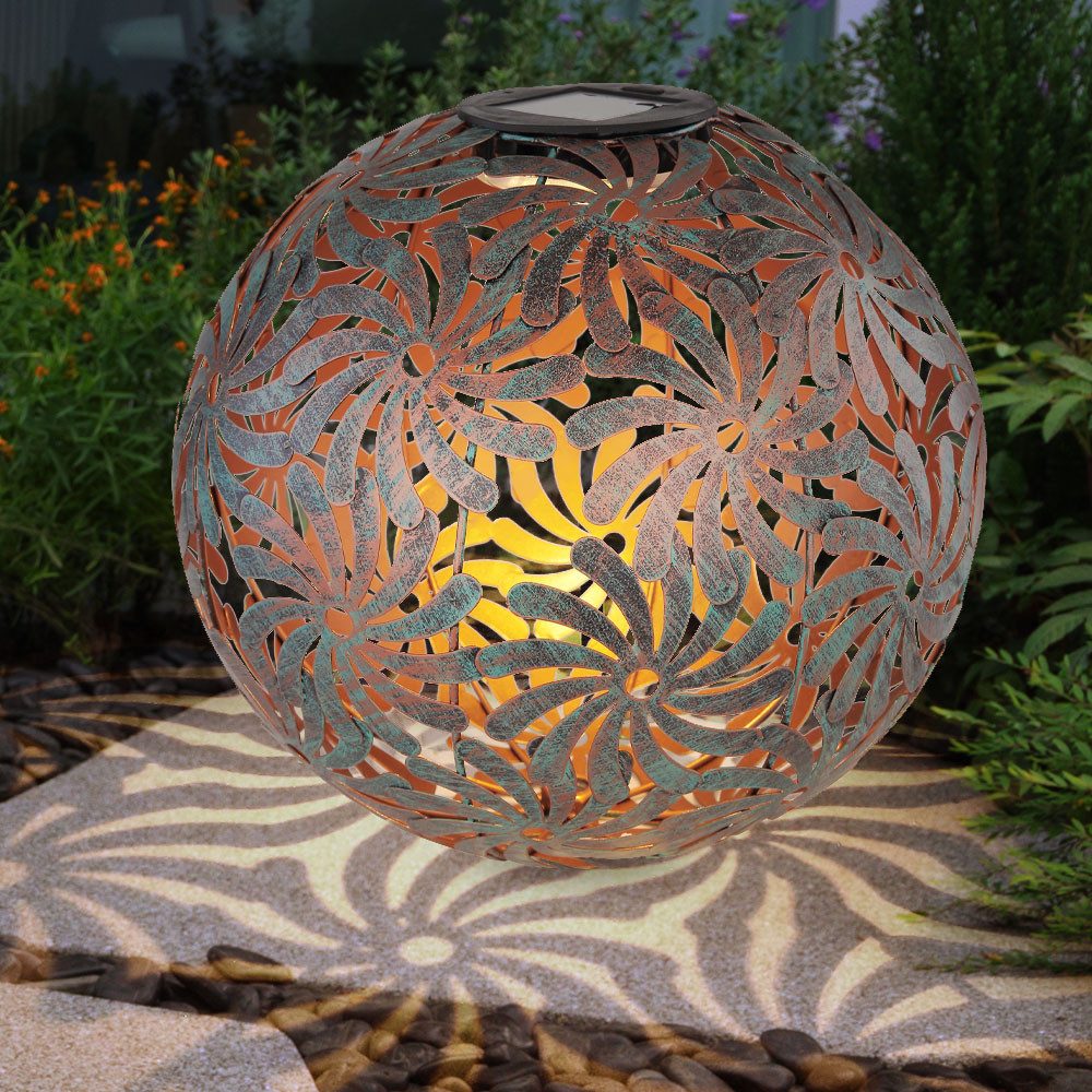 GLOBO LIGHTING LED Gartenleuchte, LED-Leuchtmittel fest verbaut, Warmweiß, Solarleuchte Kugellampe Außenleuchte LED Lichteffekt Erdspieß gold