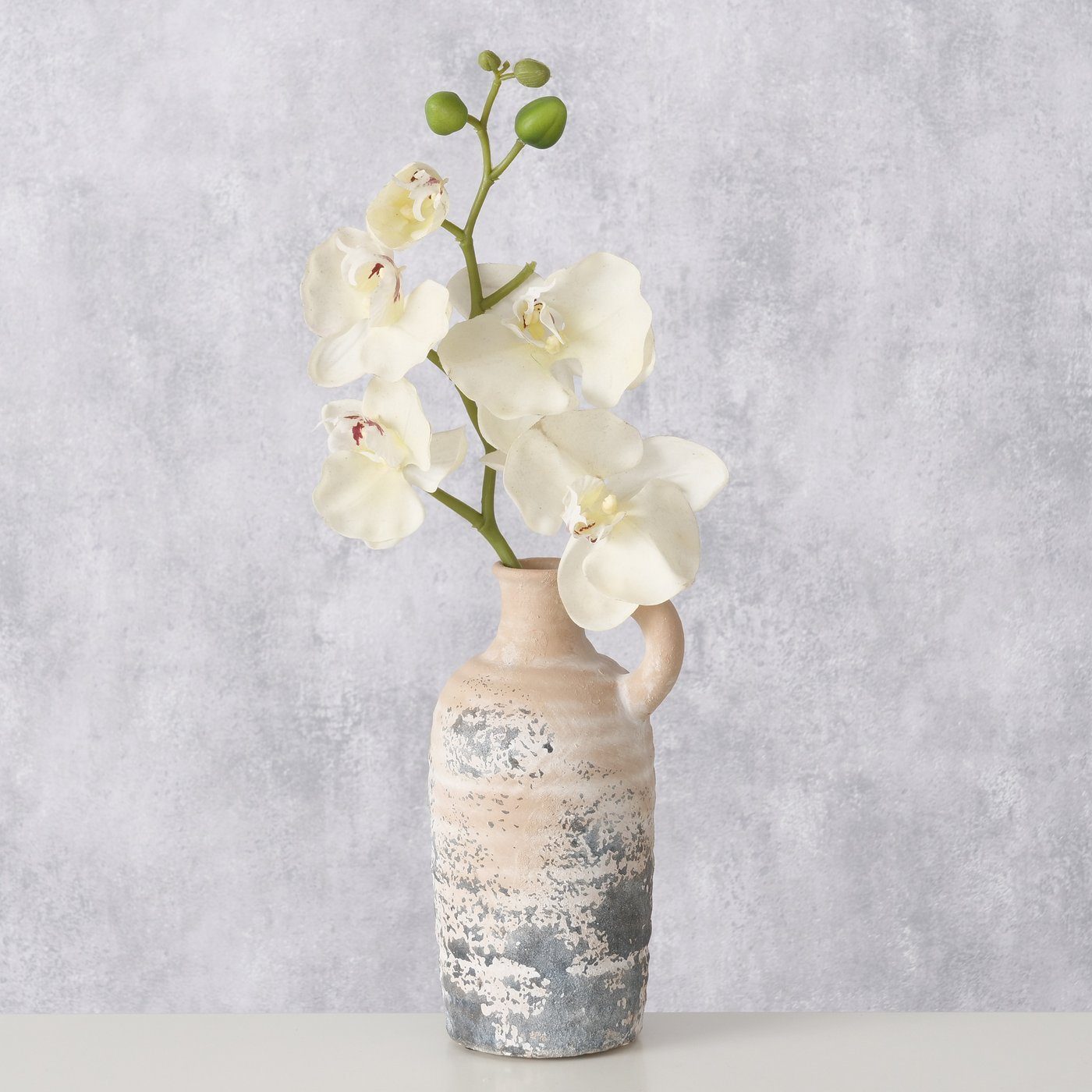 BOLTZE Dekovase "Sabia" aus Keramik in beige/grau H20cm, Vase