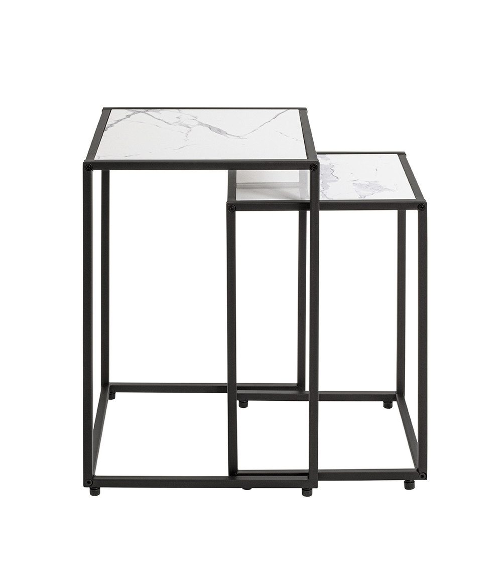 HAKU Satztisch (2-teilig) in schwarz, weiß - 33x50x33 und 28x43x28 (BxHxT) (2-teilig, 2er Set)