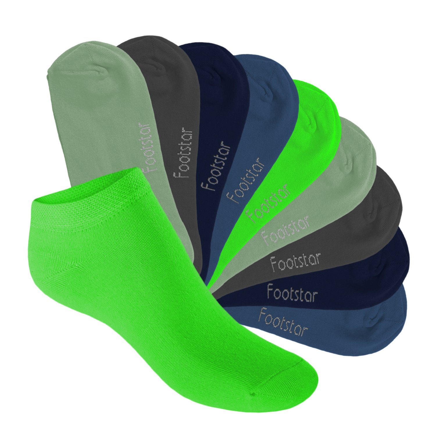 Footstar Kurzsocken Kinder Sneaker Socken (10 Paar) - Kurze Socken für Kids Cool Colours