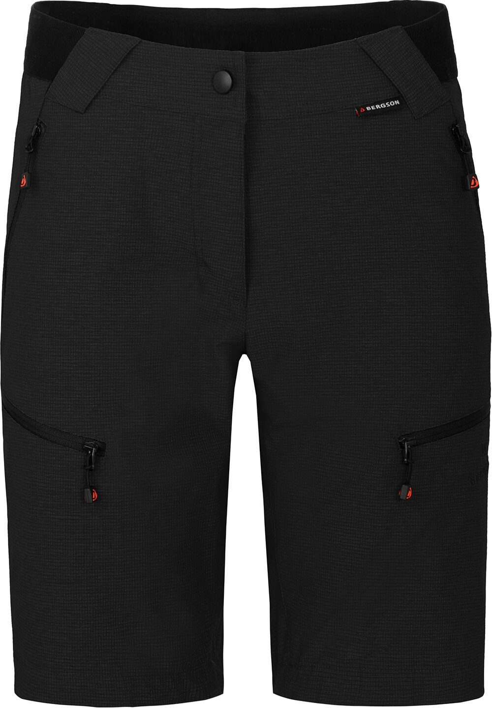 Bergson Outdoorhose PORI Bermuda Damen Wandershorts, robust, elastisch, Normalgrößen, schwarz