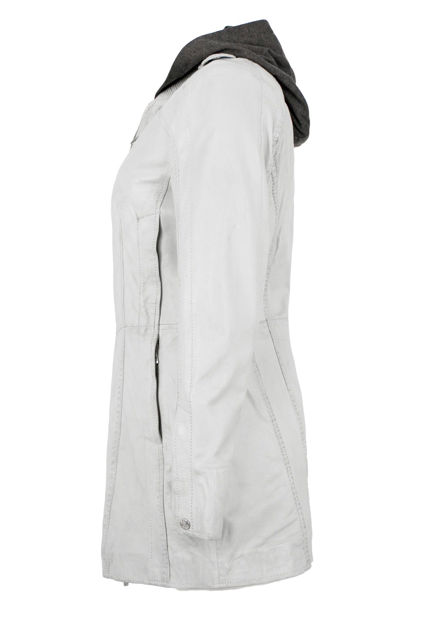 Jilani Lederjacke Cordelia Jilani - Damen Ledermantel Lammnappa ice grey günstig online kaufen