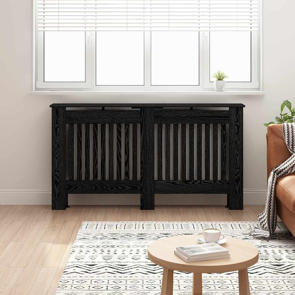 vidaXL Heizungsverkleidung, Heizkörperabdeckung Schwarz Eichen-Optik 152 x 19 x 81,5 cm