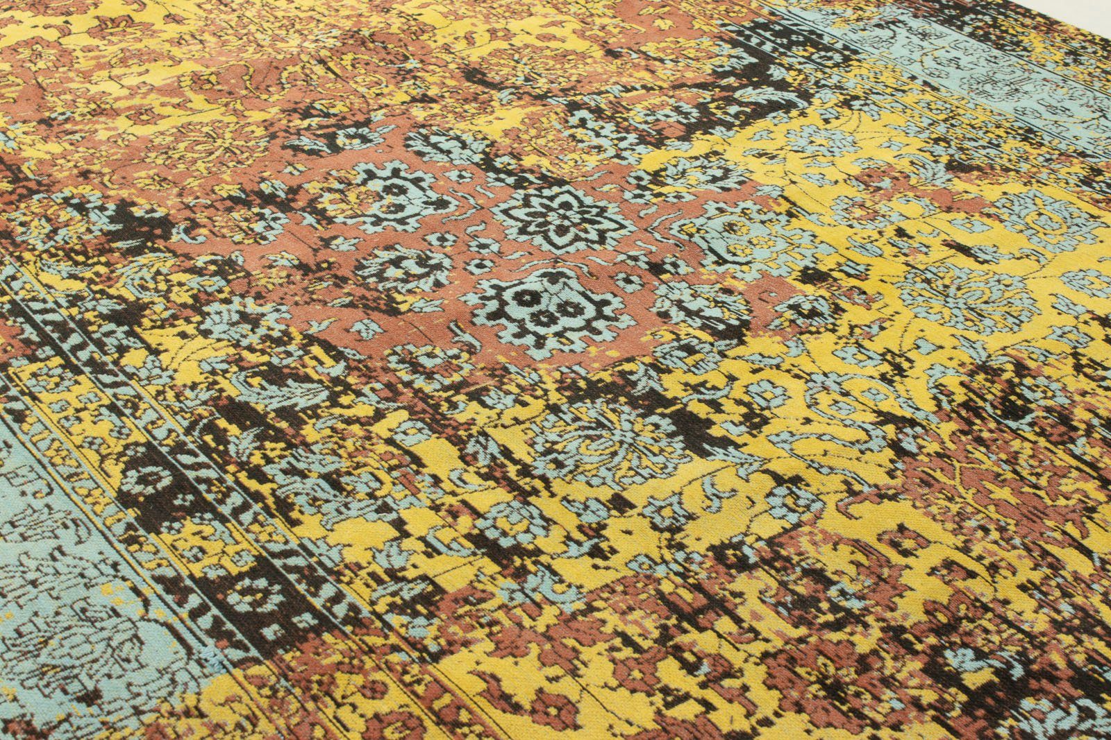 MANHATTAN, VINTAGE Teppich Handarbeit Viskose Wohnzimmer goldfarben Shabby, morgenland, rechteckig, Höhe: 6 mm,