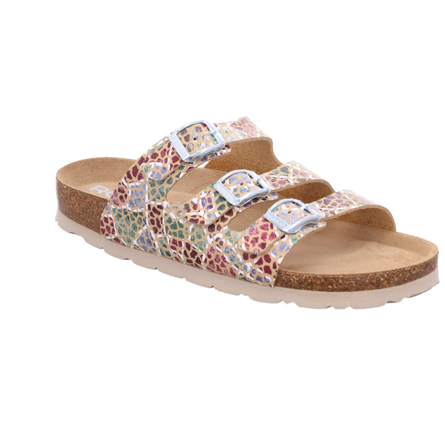 Rohde Alba Pantolette Sommerschuh, Schlappen, Hausschuh mit buntem Druck, G günstig online kaufen