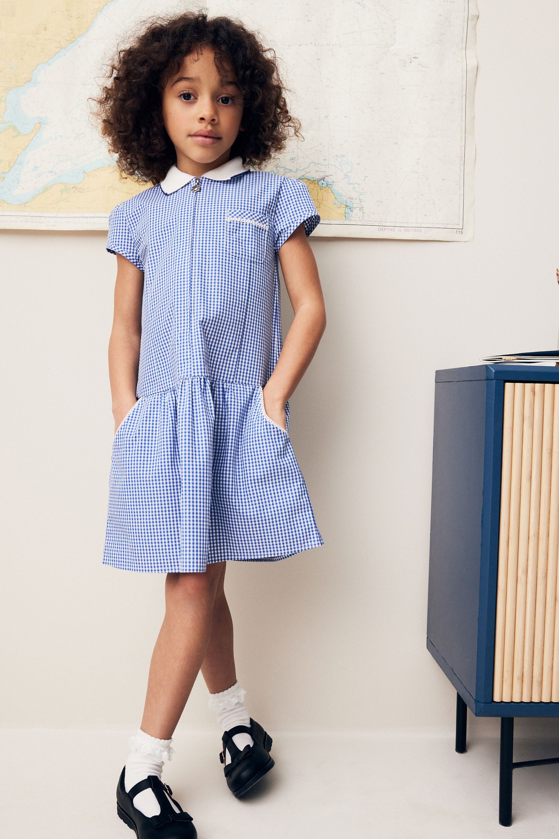 Next Karokleid Kleid mit Vichykaros und Reißverschluss (1-tlg)