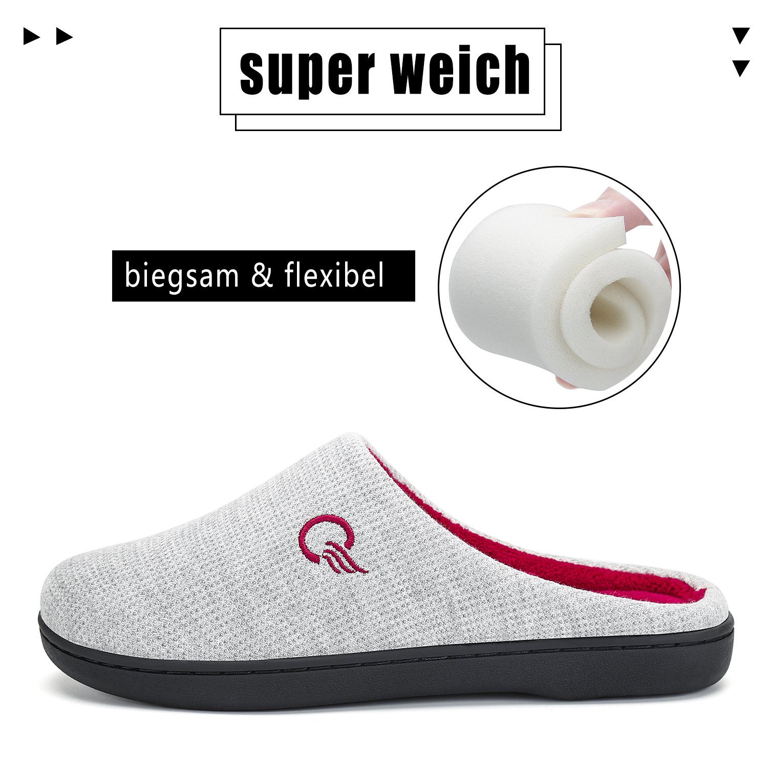 Home & Joy London Hausschuh (mit Memory-Foam Fußbett weich & warm gefüttert, bequem, rutschfest) Pantoffeln Latschen Schlappen Slipper Pantoletten Winter Fell-Imitat