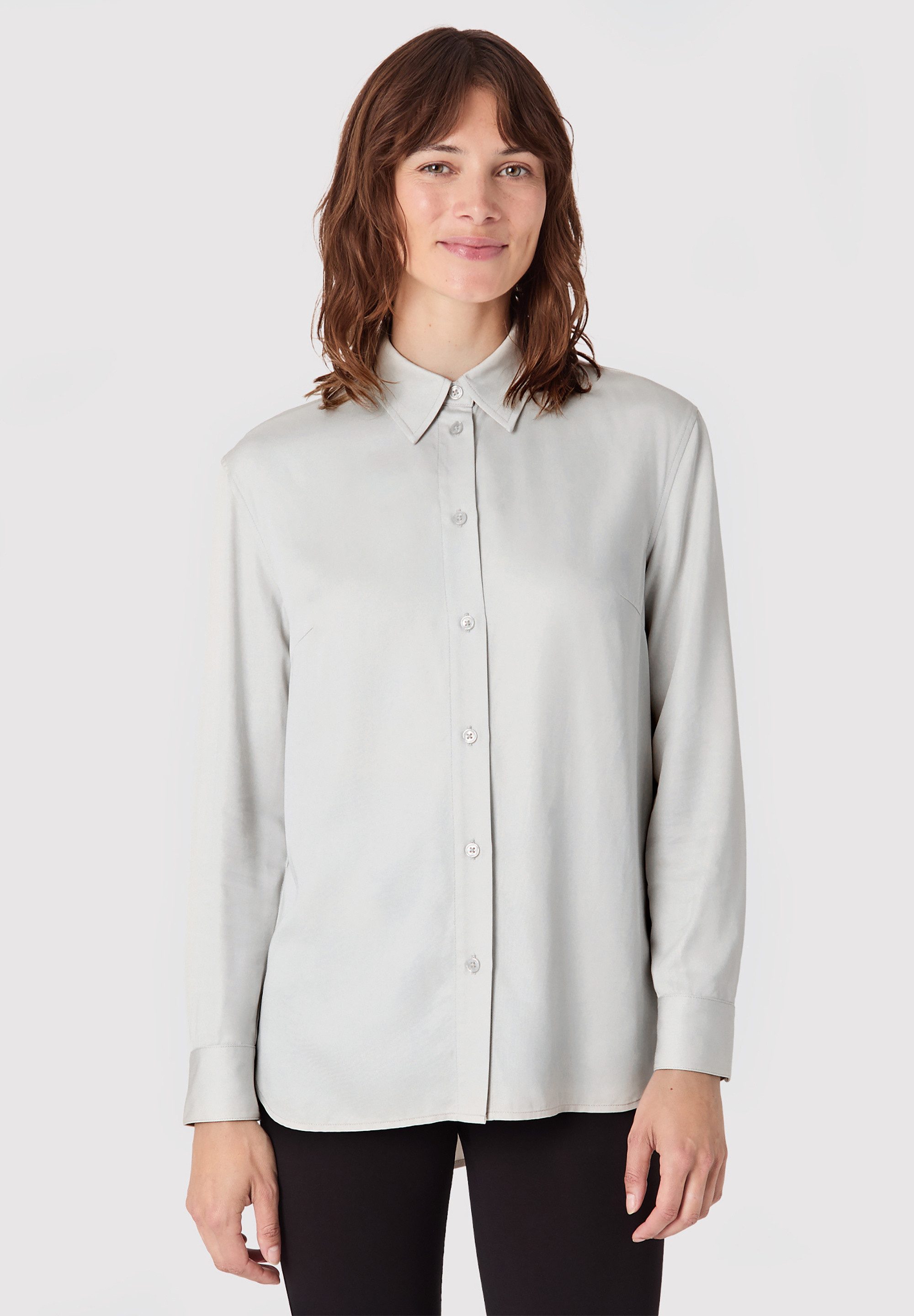 Les Lunes Longbluse ANETT Longsleeve Button-up Shirt Shiny Leicht Glänzend, günstig online kaufen