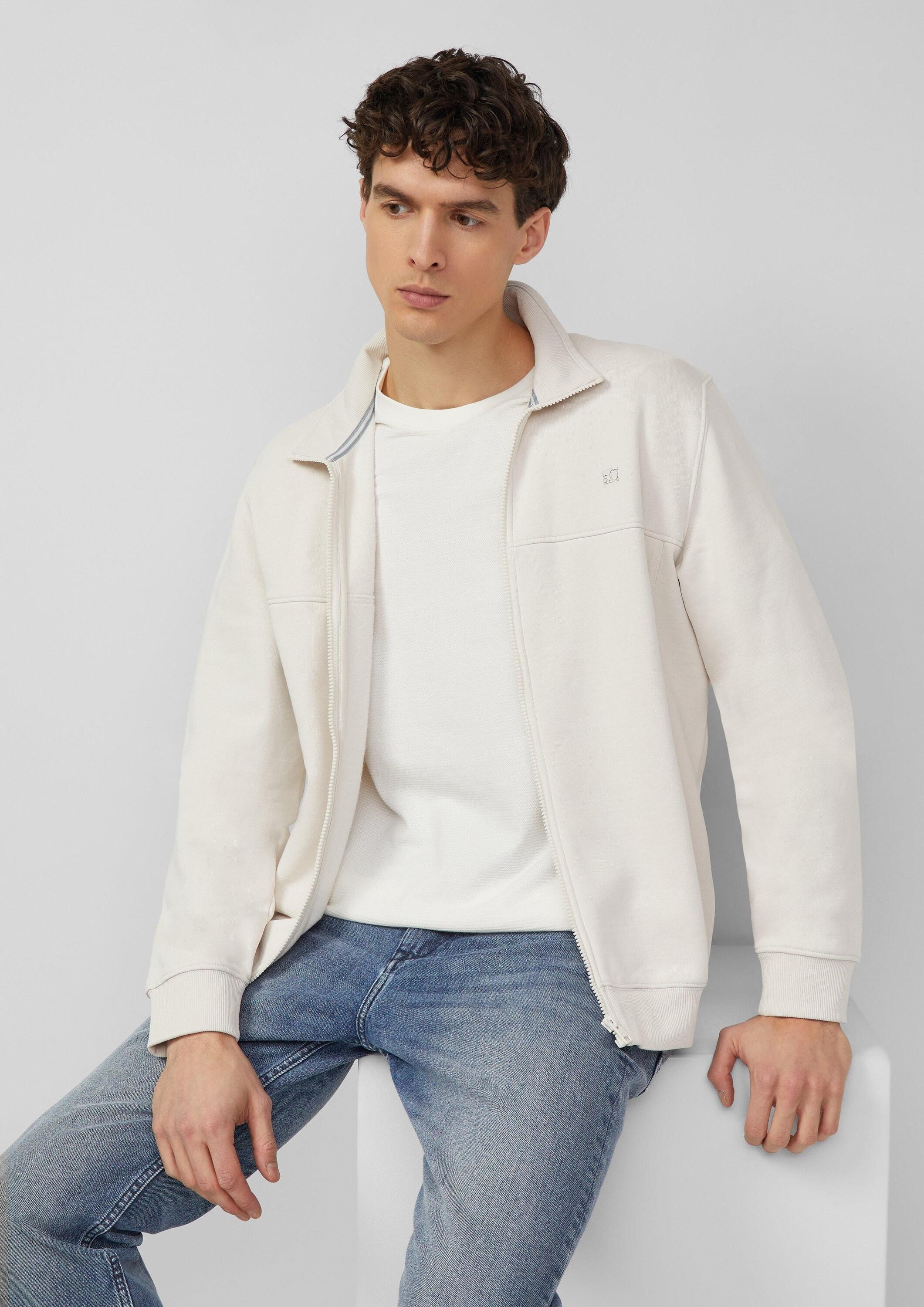 s.Oliver Sweatjacke Sweatshirt Jacke Sweatshirt-Jacke mit Stehkragen und Eingrifftaschen